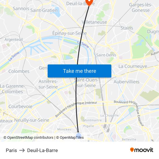 Paris to Deuil-La-Barre map