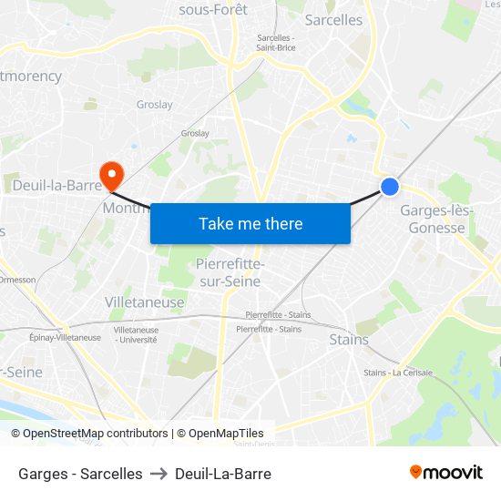 Garges - Sarcelles to Deuil-La-Barre map