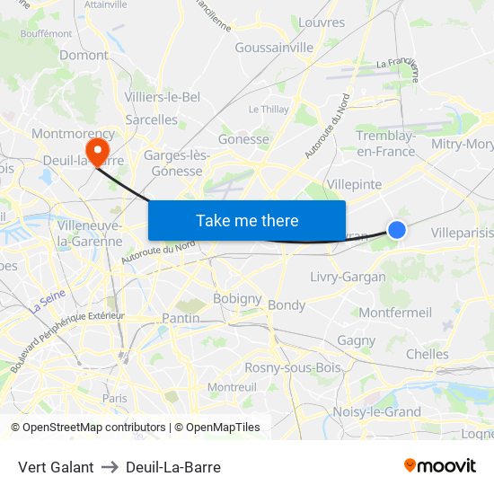 Vert Galant to Deuil-La-Barre map