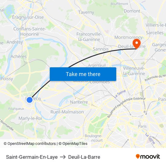 Saint-Germain-En-Laye to Deuil-La-Barre map