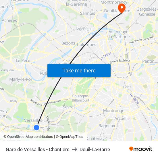 Gare de Versailles - Chantiers to Deuil-La-Barre map