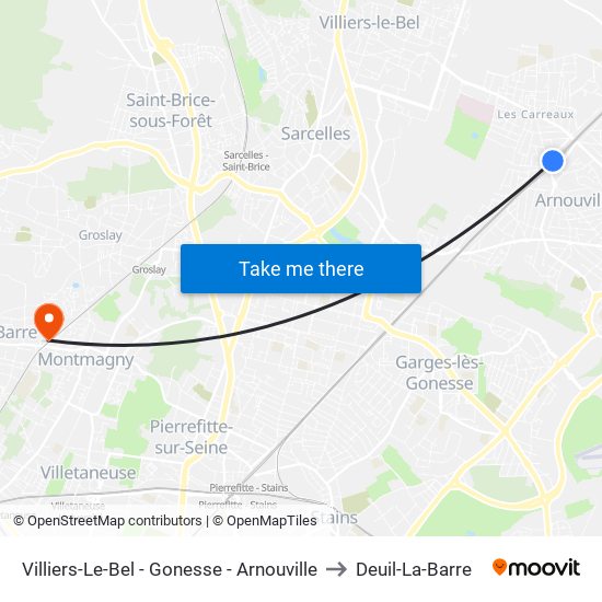Villiers-Le-Bel - Gonesse - Arnouville to Deuil-La-Barre map