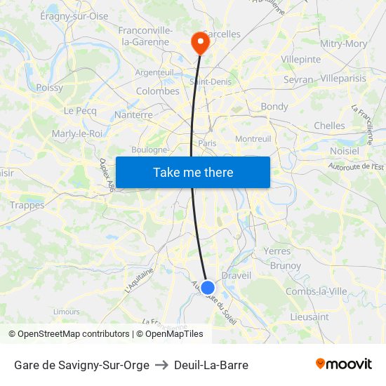 Gare de Savigny-Sur-Orge to Deuil-La-Barre map