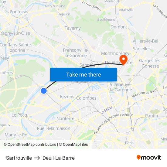 Sartrouville to Deuil-La-Barre map