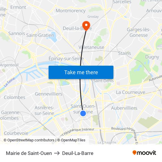 Mairie de Saint-Ouen to Deuil-La-Barre map