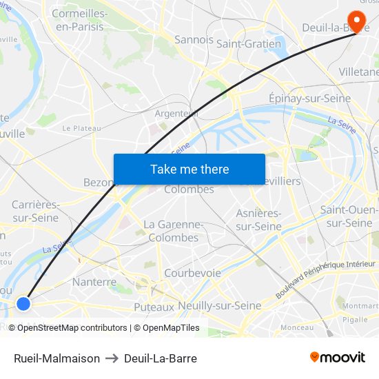 Rueil-Malmaison to Deuil-La-Barre map