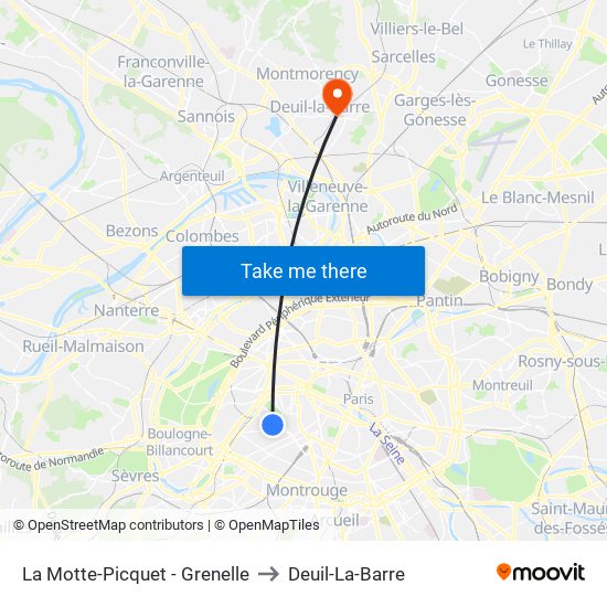 La Motte-Picquet - Grenelle to Deuil-La-Barre map