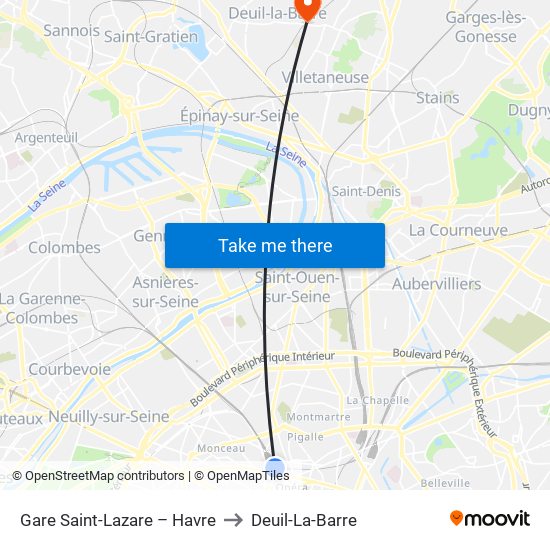 Gare Saint-Lazare – Havre to Deuil-La-Barre map