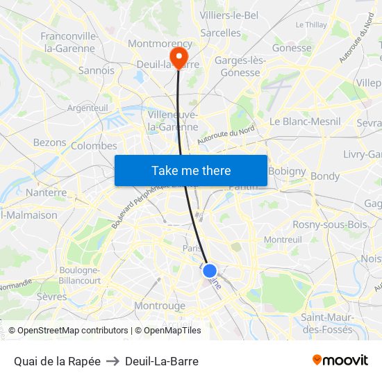 Quai de la Rapée to Deuil-La-Barre map