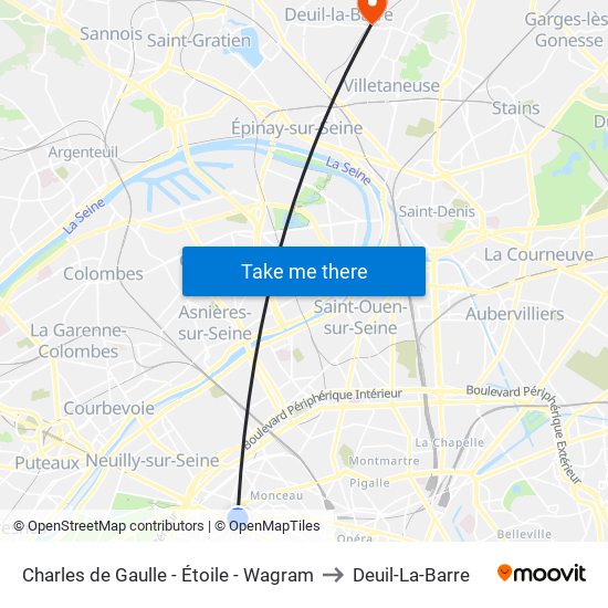 Charles de Gaulle - Étoile - Wagram to Deuil-La-Barre map