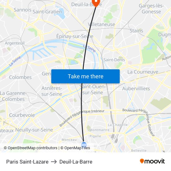 Paris Saint-Lazare to Deuil-La-Barre map