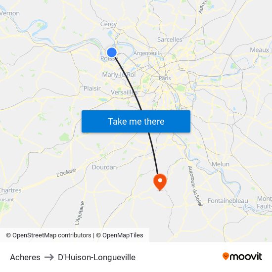 Acheres to D'Huison-Longueville map