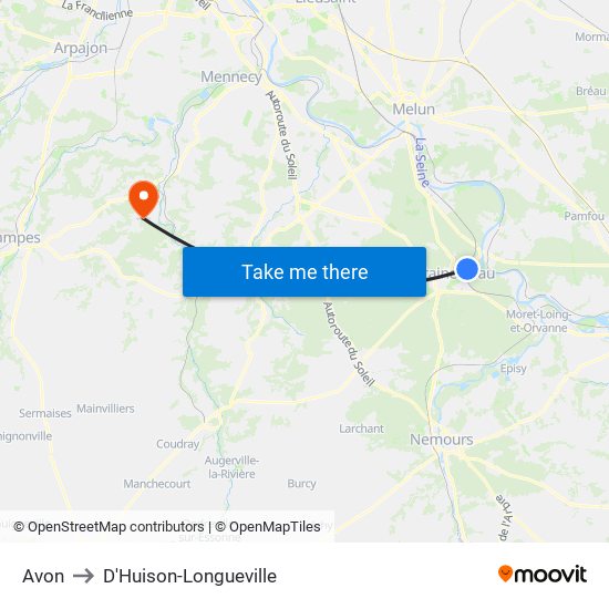 Avon to D'Huison-Longueville map