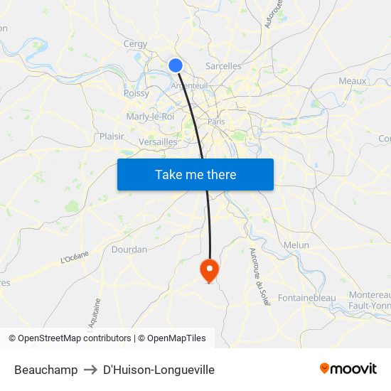 Beauchamp to D'Huison-Longueville map