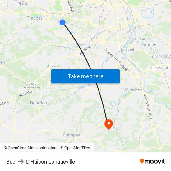 Buc to D'Huison-Longueville map