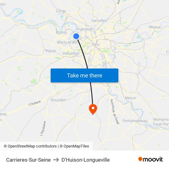 Carrieres-Sur-Seine to D'Huison-Longueville map