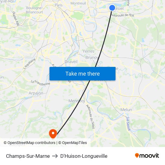 Champs-Sur-Marne to D'Huison-Longueville map