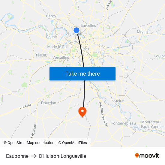 Eaubonne to D'Huison-Longueville map