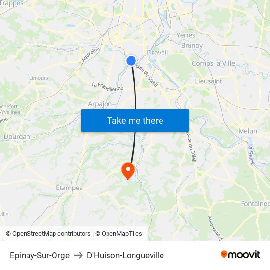 Epinay-Sur-Orge to D'Huison-Longueville map