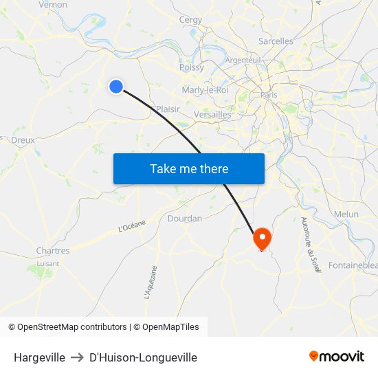 Hargeville to D'Huison-Longueville map