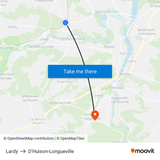 Lardy to D'Huison-Longueville map