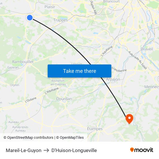 Mareil-Le-Guyon to D'Huison-Longueville map