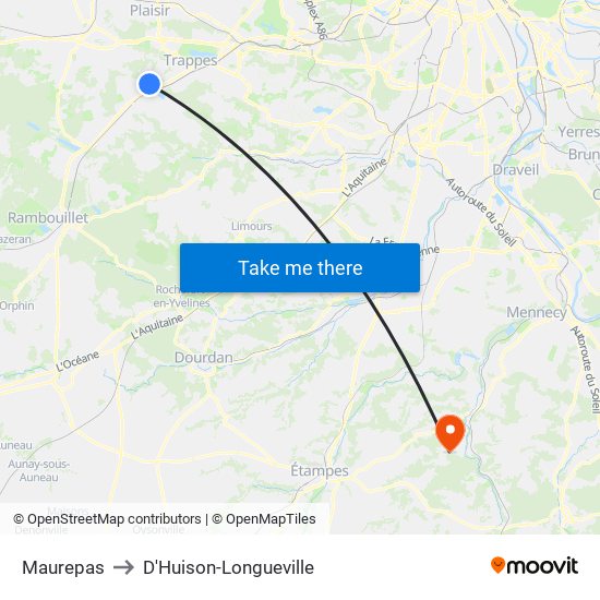 Maurepas to D'Huison-Longueville map