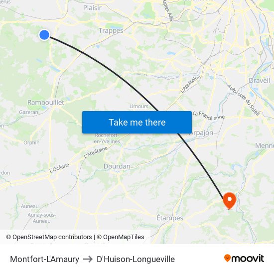 Montfort-L'Amaury to D'Huison-Longueville map