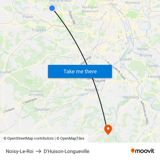 Noisy-Le-Roi to D'Huison-Longueville map