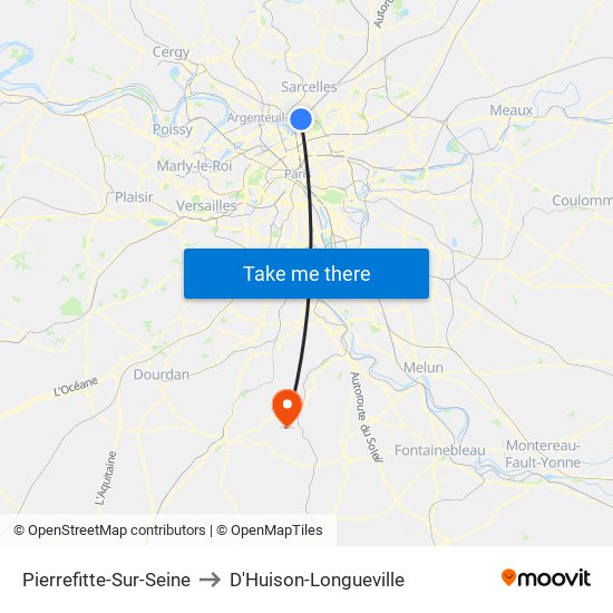 Pierrefitte-Sur-Seine to D'Huison-Longueville map