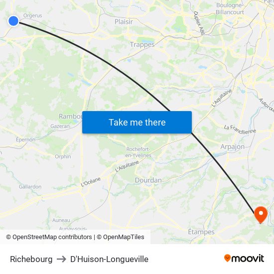 Richebourg to D'Huison-Longueville map