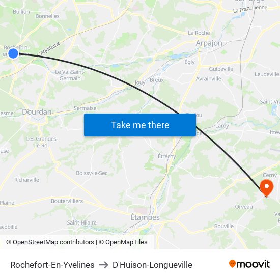 Rochefort-En-Yvelines to D'Huison-Longueville map