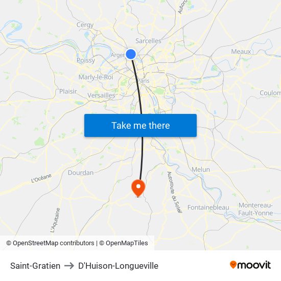 Saint-Gratien to D'Huison-Longueville map