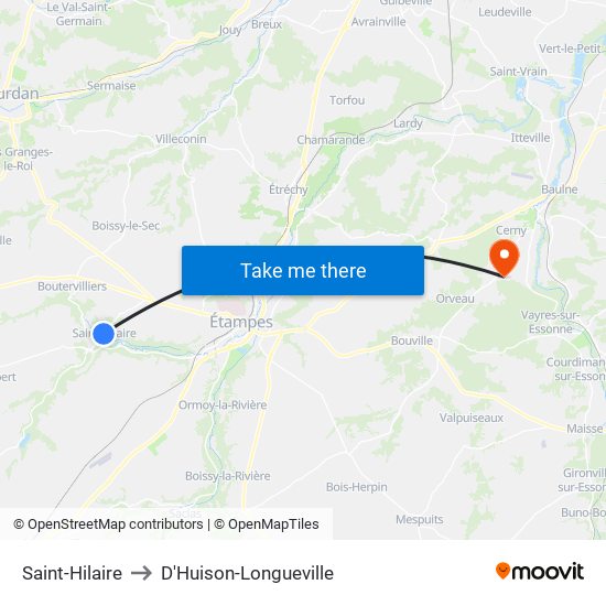 Saint-Hilaire to D'Huison-Longueville map