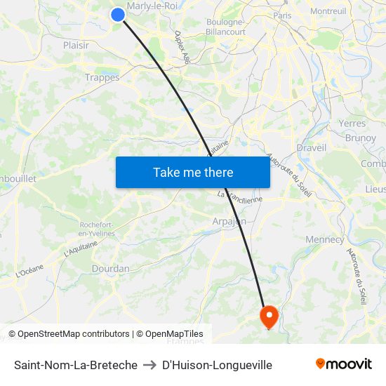 Saint-Nom-La-Breteche to D'Huison-Longueville map