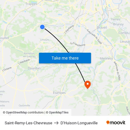 Saint-Remy-Les-Chevreuse to D'Huison-Longueville map