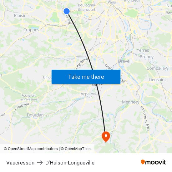 Vaucresson to D'Huison-Longueville map
