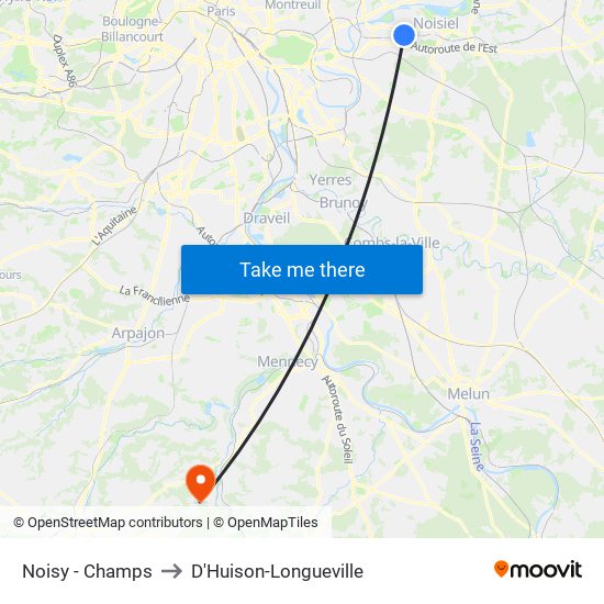 Noisy - Champs to D'Huison-Longueville map