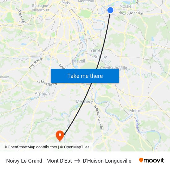 Noisy-Le-Grand - Mont D'Est to D'Huison-Longueville map