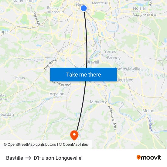 Bastille to D'Huison-Longueville map