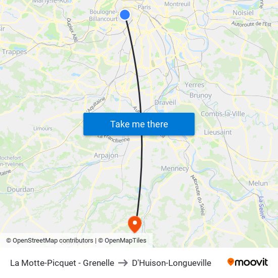 La Motte-Picquet - Grenelle to D'Huison-Longueville map