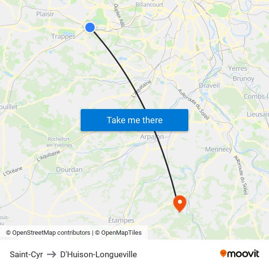 Saint-Cyr to D'Huison-Longueville map