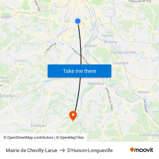 Mairie de Chevilly-Larue to D'Huison-Longueville map