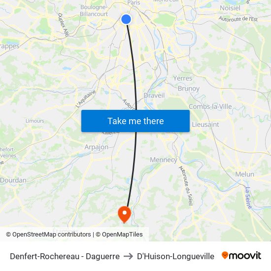 Denfert-Rochereau - Daguerre to D'Huison-Longueville map