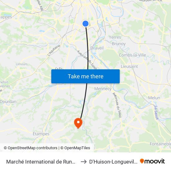 Marché International de Rungis to D'Huison-Longueville map