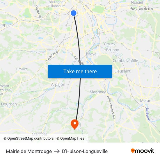 Mairie de Montrouge to D'Huison-Longueville map