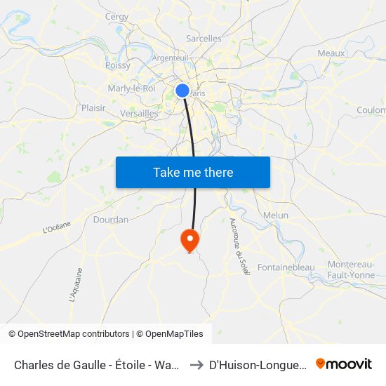 Charles de Gaulle - Étoile - Wagram to D'Huison-Longueville map