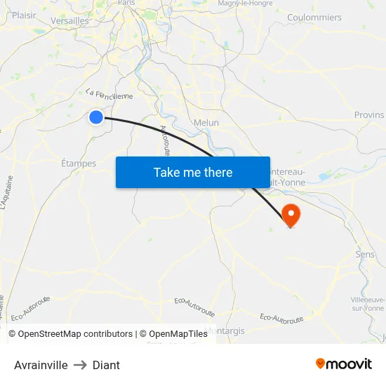 Avrainville to Diant map