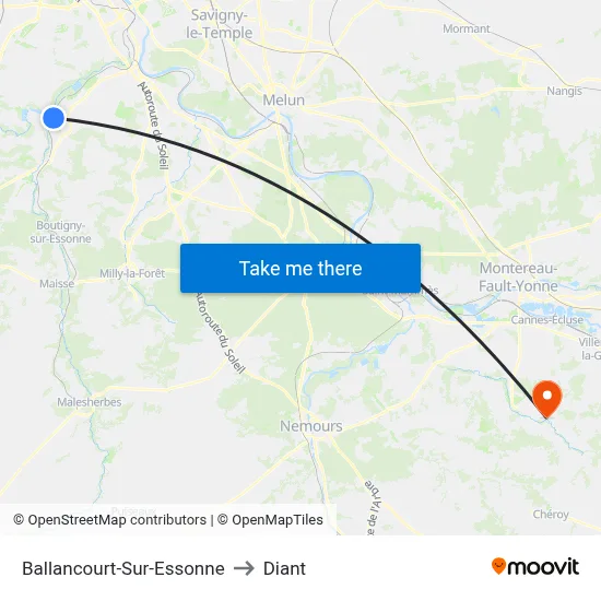 Ballancourt-Sur-Essonne to Diant map