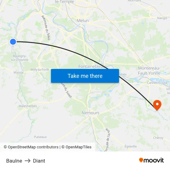Baulne to Diant map